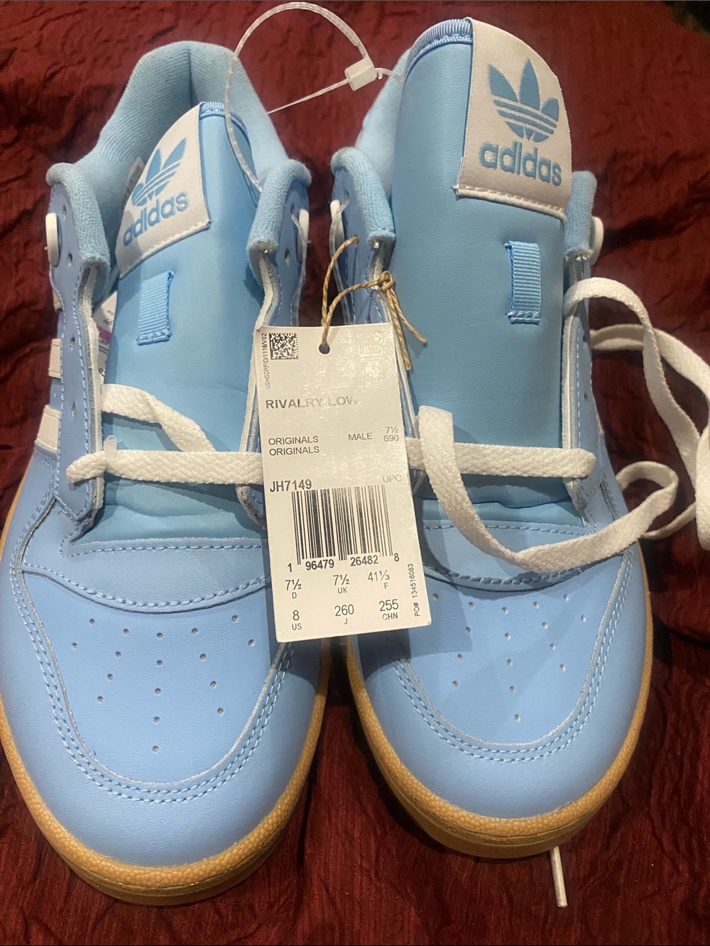 adidas rivalry Pantone Light Blue High-Top Sneakers with Gum Sole size 8